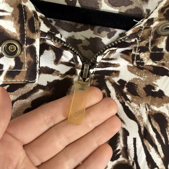 Zenergy Chico's Jacket Women's Large Cheetah Print Full Zip Snap Pockets - Picture 8 of 13